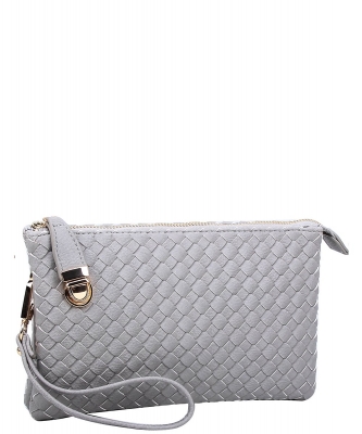 Fashion Woven Clutch Crossbody Bag WU112 GRAY